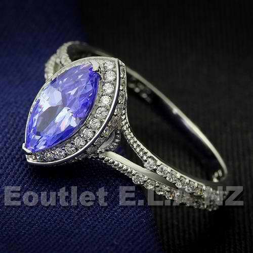 EXQUISITE 1.94ct TANZANITE CZ SOLID SILVER RING-size6/7